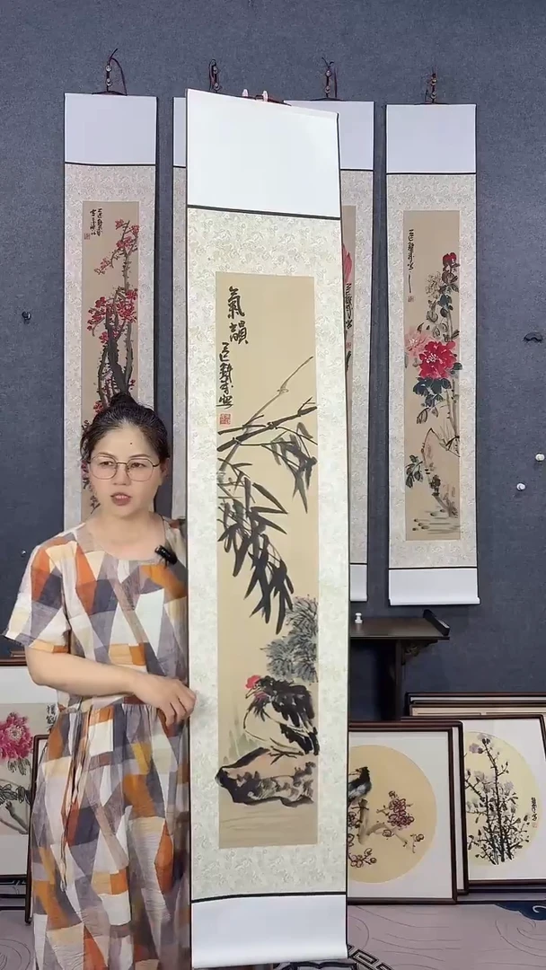 国画175*32吴铁成手绘卷轴