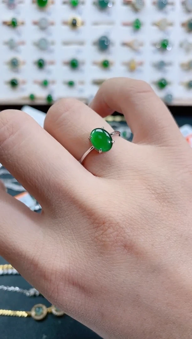 银S925镶嵌戒指翡翠天然翡翠