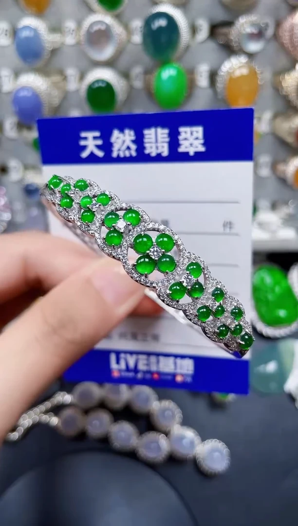 银S925镶嵌手镯翡翠396