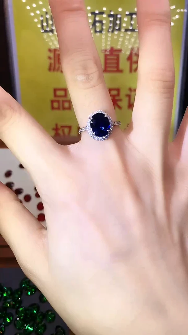 蓝宝石戒指银S925镶嵌.......