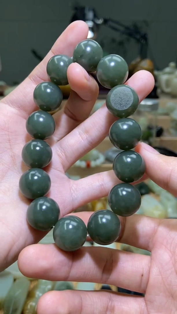 未镶嵌手串和田玉新疆和田玉青玉手串 卡16