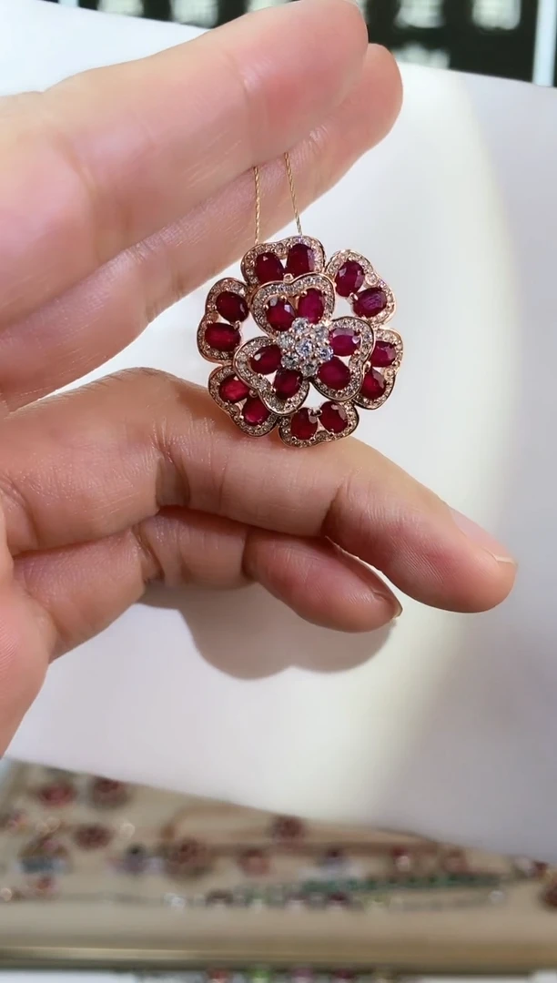 【闪购商品】红宝石颈饰银S925镶嵌颈饰