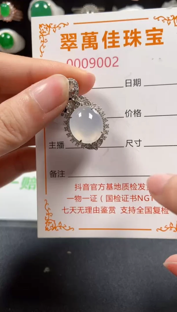 颈饰银S925镶嵌翡翠9002