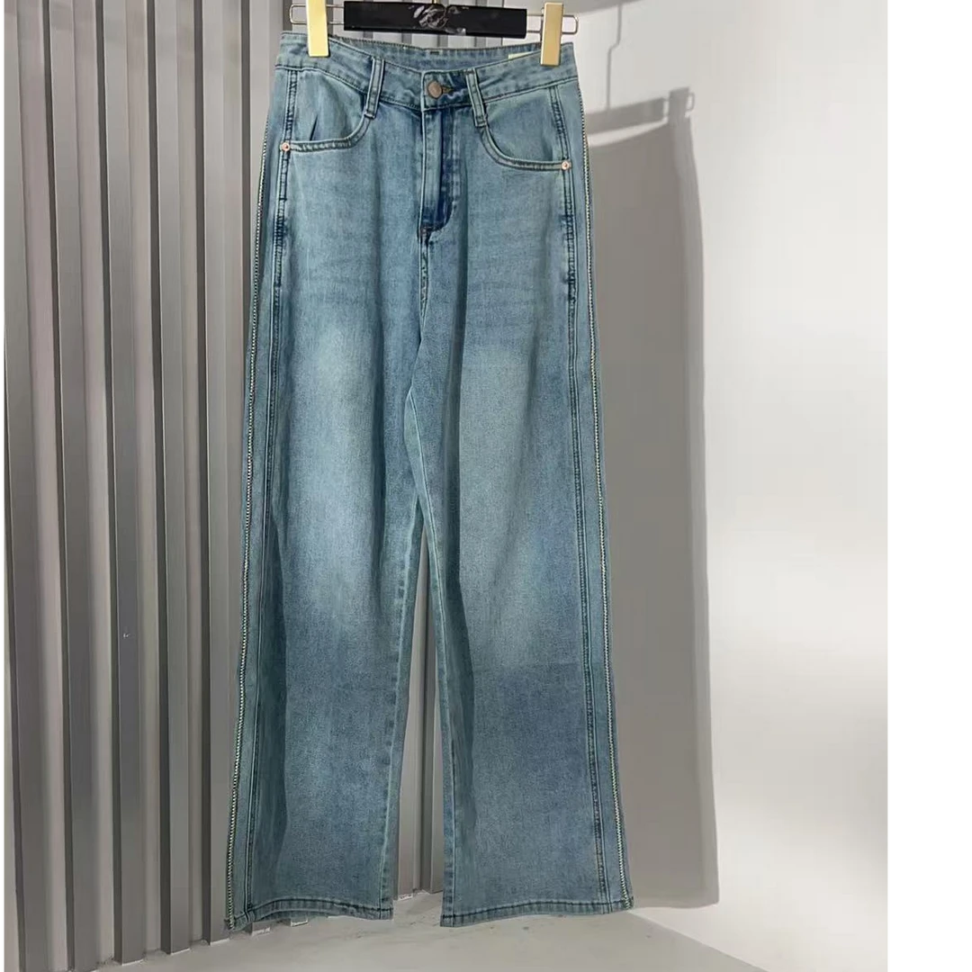 2025夏季新款时尚百搭舒适高腰显瘦微喇牛仔裤女 0371  恩