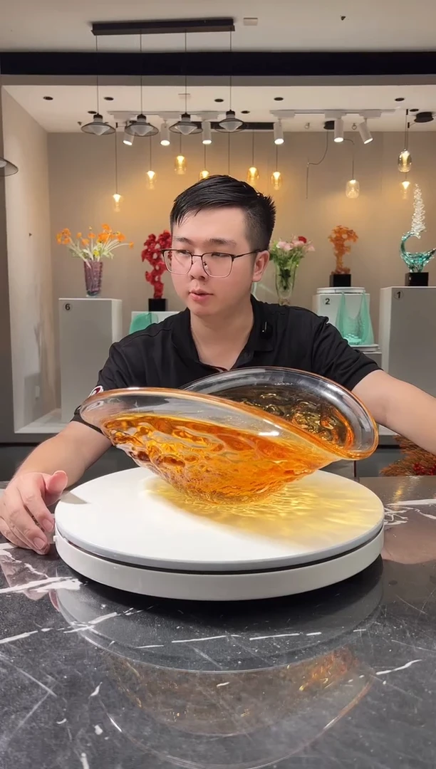 摆件巴比特美学-琥珀金冰川纹果盘