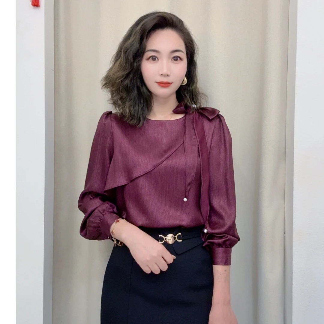 【专柜品质】2025春秋女装高级感上衣时尚气质百搭减龄长袖小衫