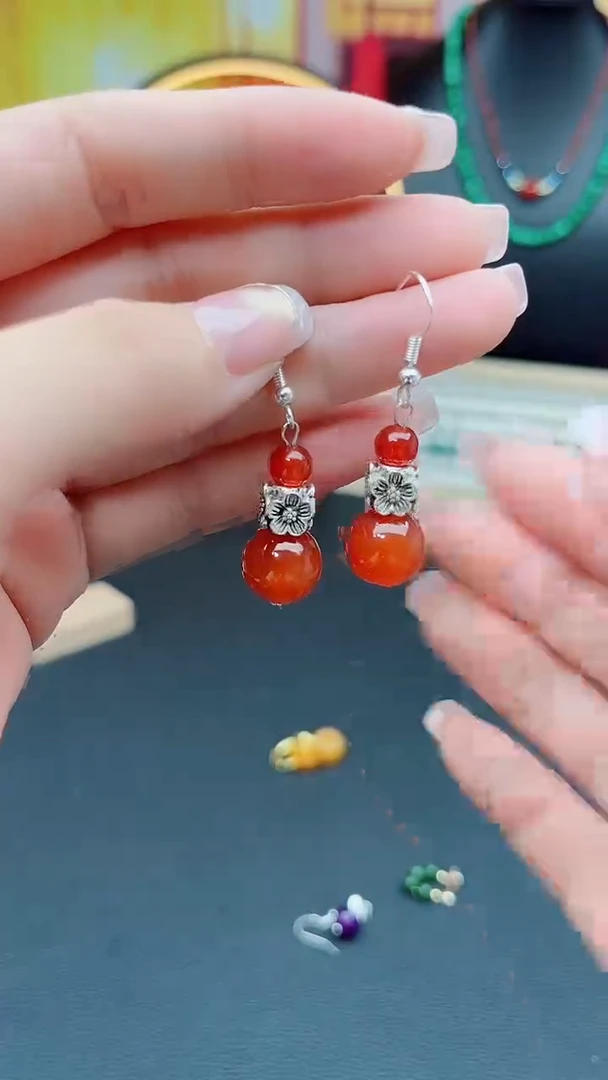 玛瑙/玉髓耳饰银S925镶嵌422000