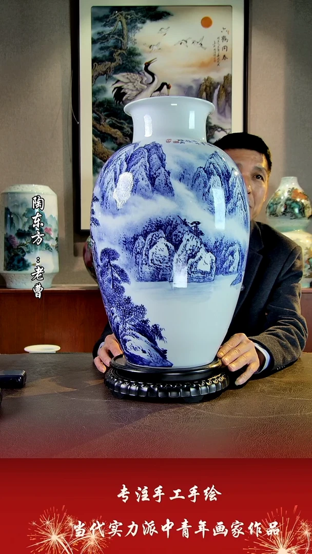 摆件景德镇陶东方陶瓷艺术作品花瓶摆件