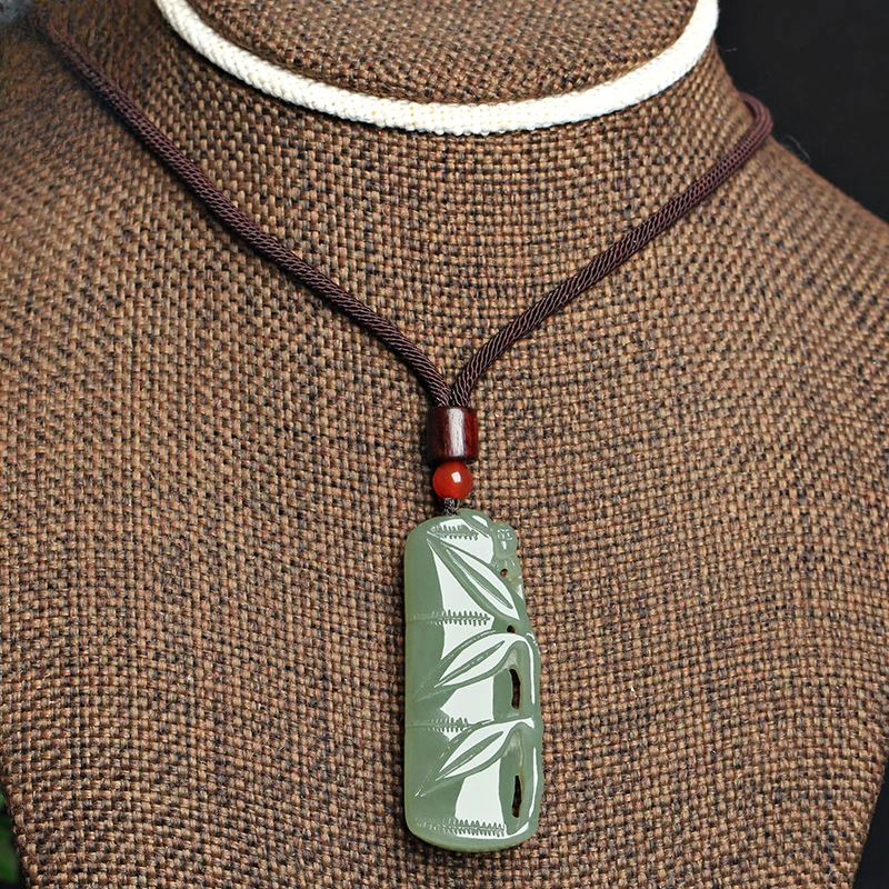 天然新疆和田玉竹子吊坠节节高玉坠竹节挂件步步高升男女玉佩