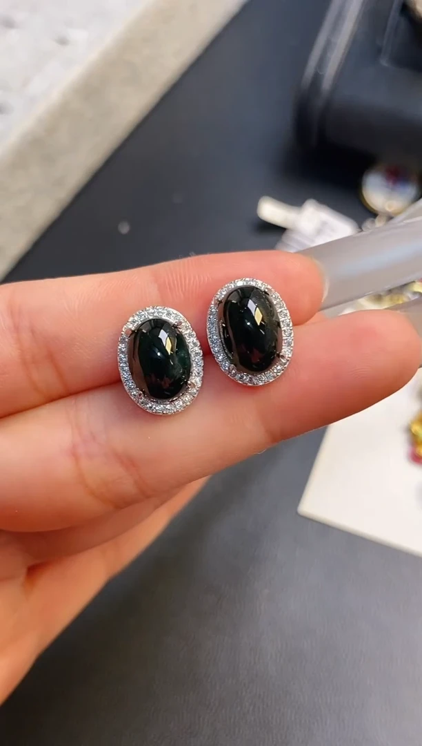 银S925镶嵌戒指翡翠天然