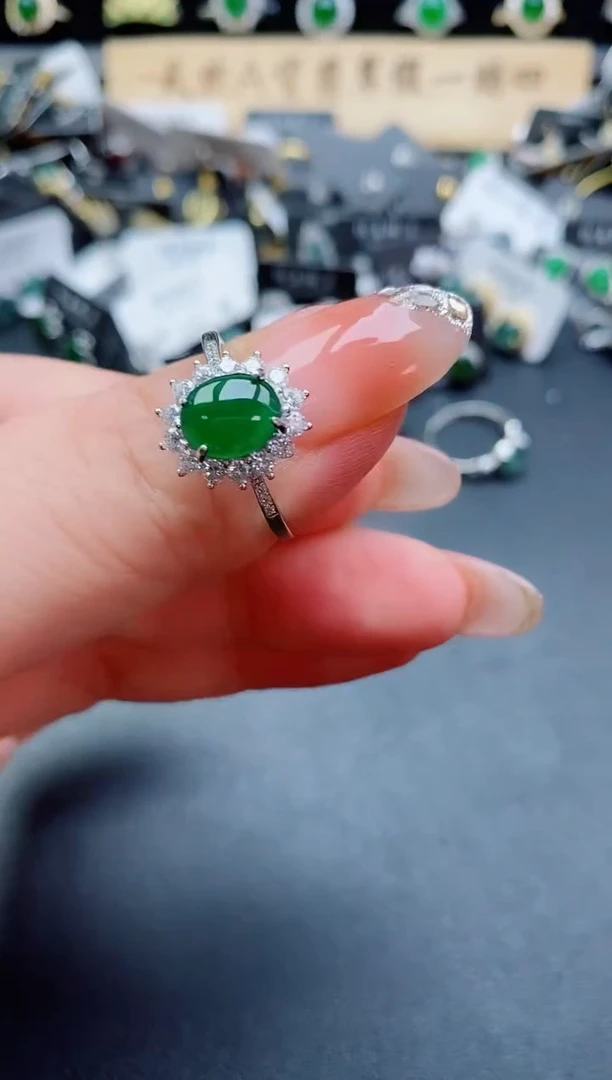 银S925镶嵌戒指翡翠508
