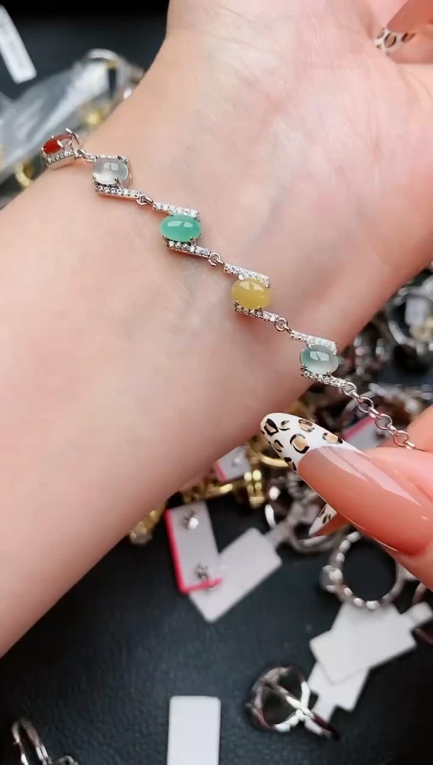 翡翠戒指银S925镶嵌...