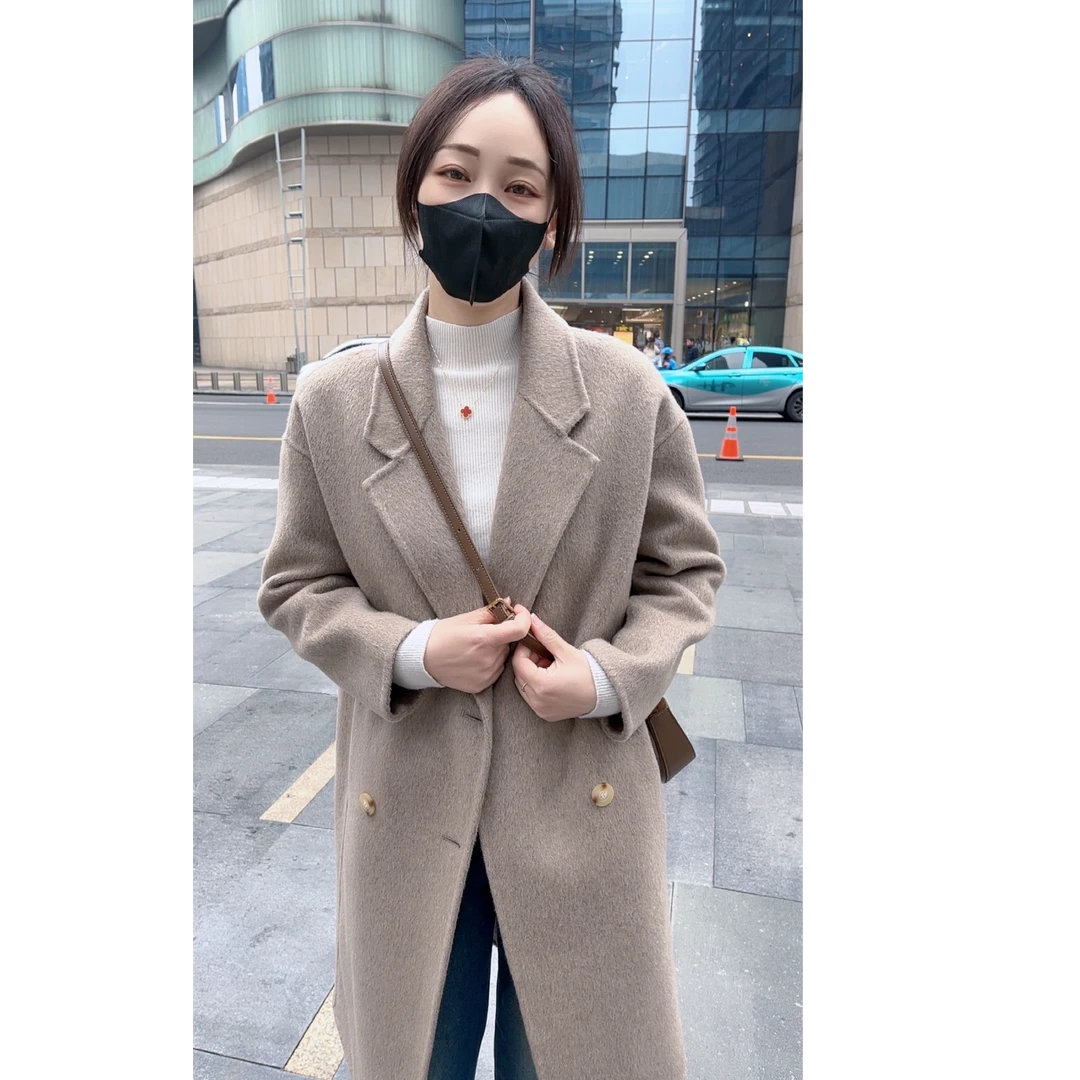 【叶子专属】新款双面绵羊毛大衣H型气质显瘦小个子洋气百搭24013