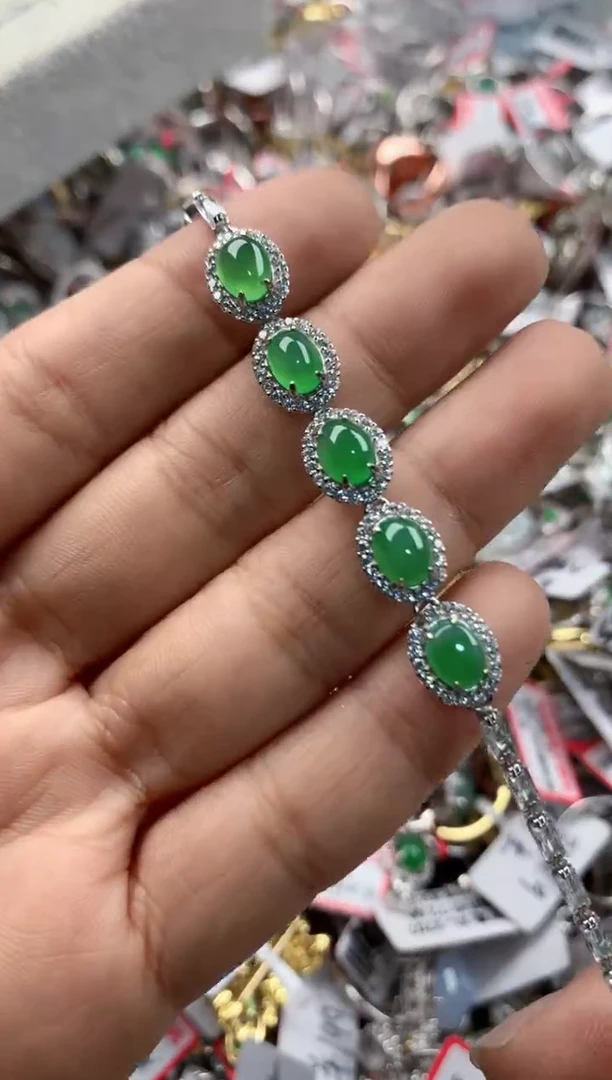 银S925镶嵌戒指翡翠555             5