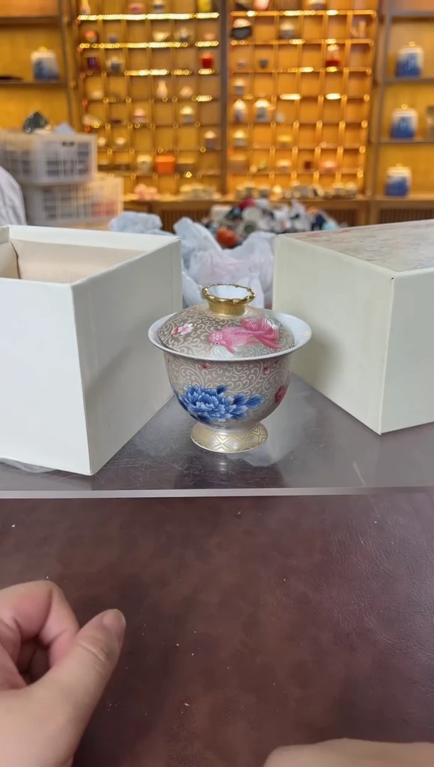 瓷片鸣盏居11111111鲤鱼盖碗