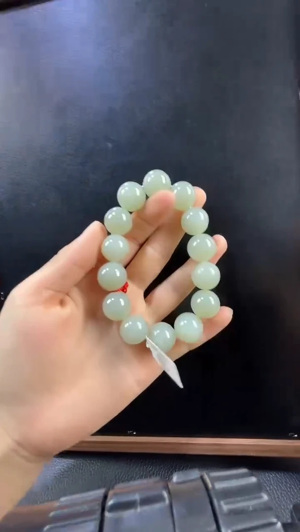 手串未镶嵌和田玉近矿高清白卡16手串（产地直发）