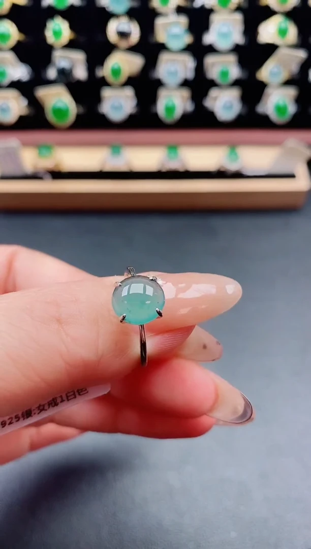 银S925镶嵌戒指翡翠1