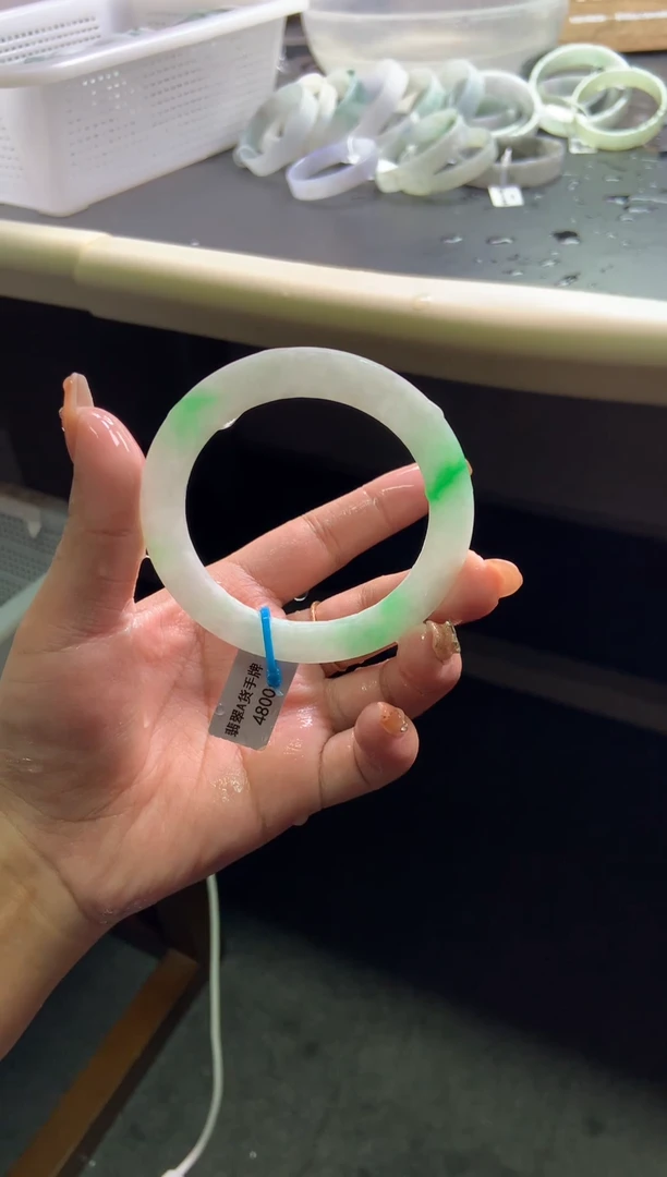 未镶嵌手镯定制翡翠55-62飘阳花「定制不退不换」