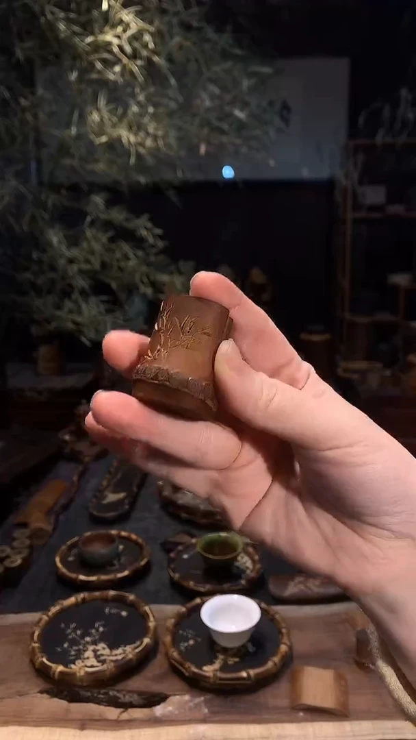 竹鞭刻竹盖置.......