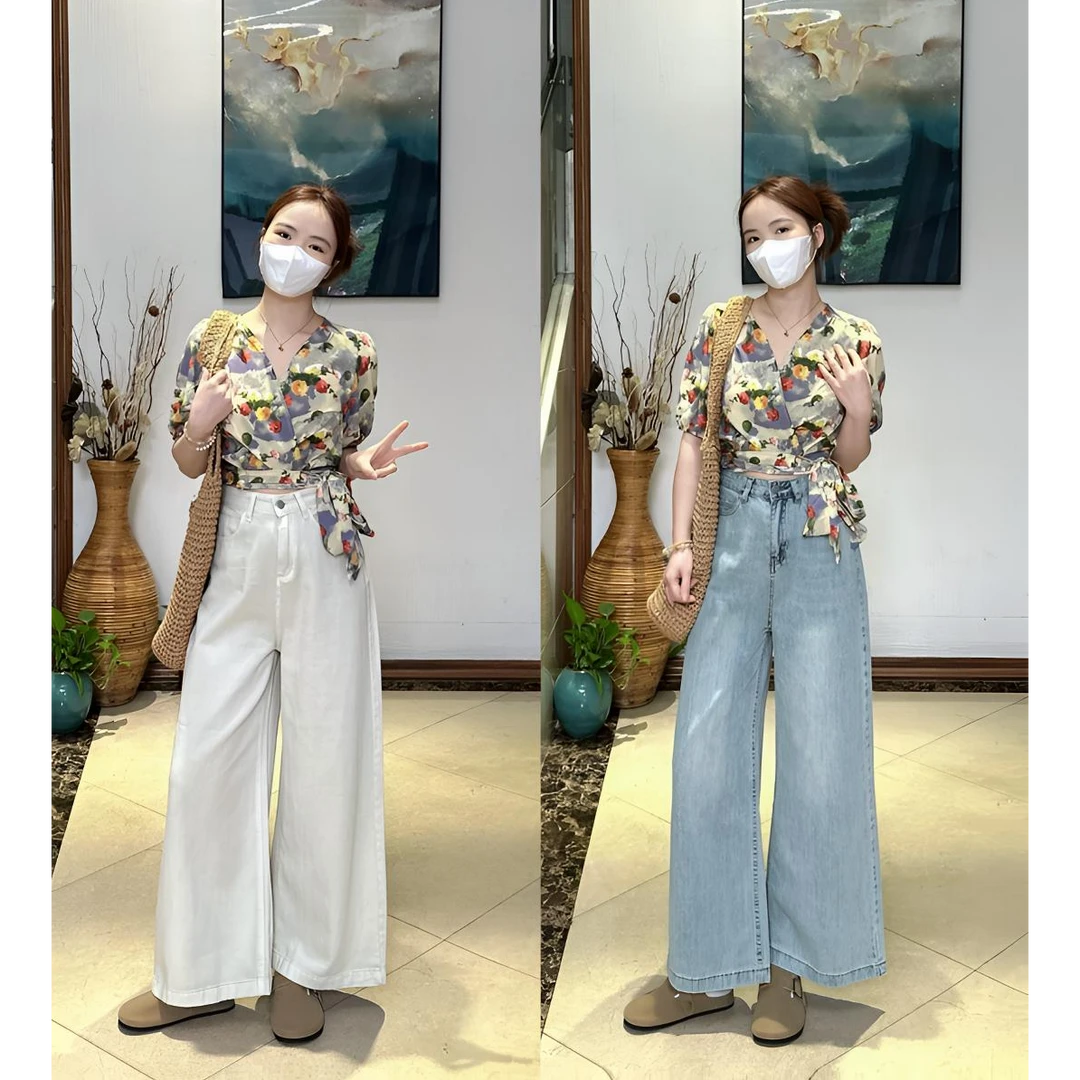 2025夏季新款九分裤高腰显瘦牛仔裤阔腿宽松直筒裤休闲百搭cc