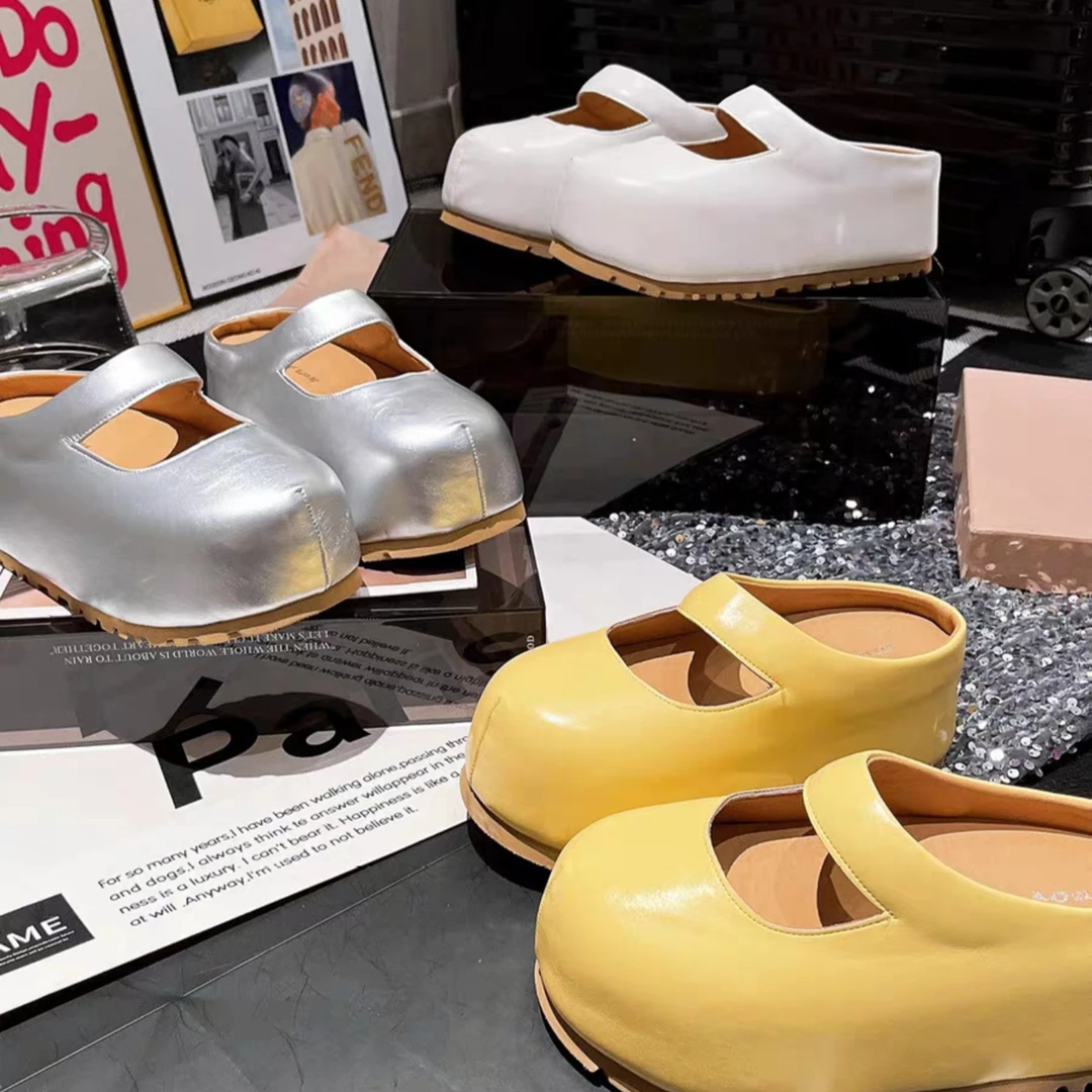 【C.H】2025新款丑萌面包鞋勃肯鞋厚底松糕包头半拖鞋外穿女鞋托鞋