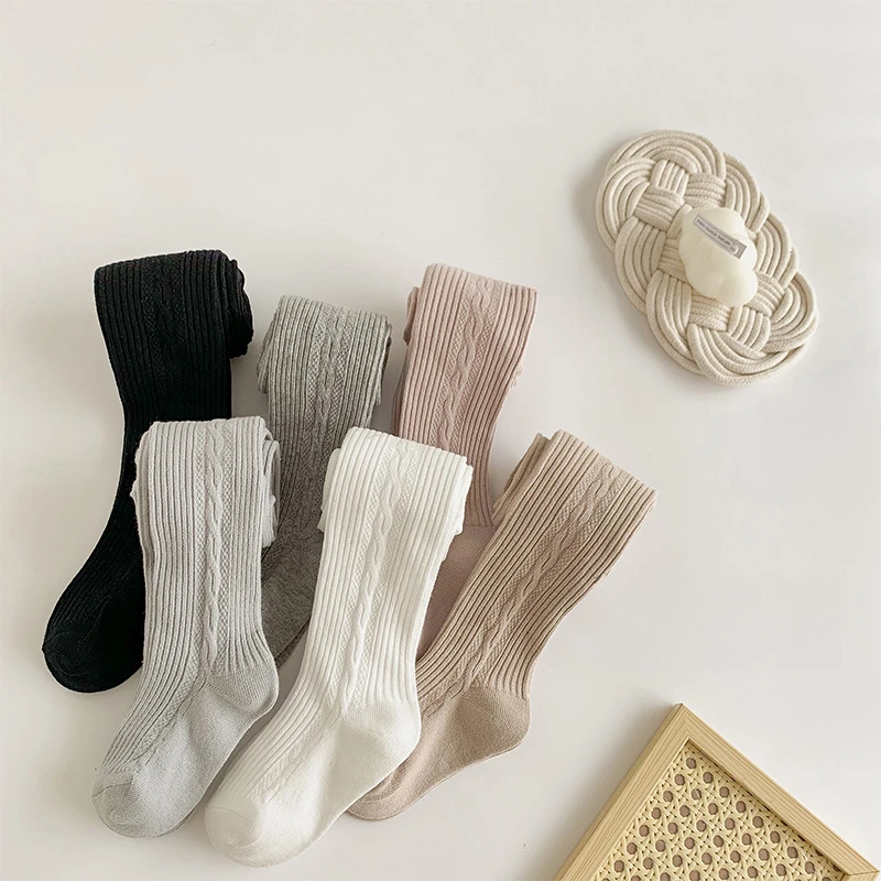 女童连裤袜春秋薄款棉侧边麻花光板连裤袜宝宝儿童打底裤中厚外穿