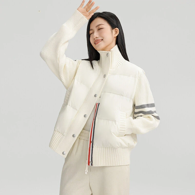 【纪朵研】8140拼接修身秋冬气质短款轻薄修身保暖外套