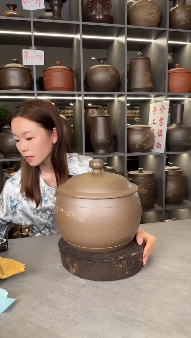 【闪购商品】罐本陶手作泥兴陶2-3斤茶叶罐手工痕迹瑕疵