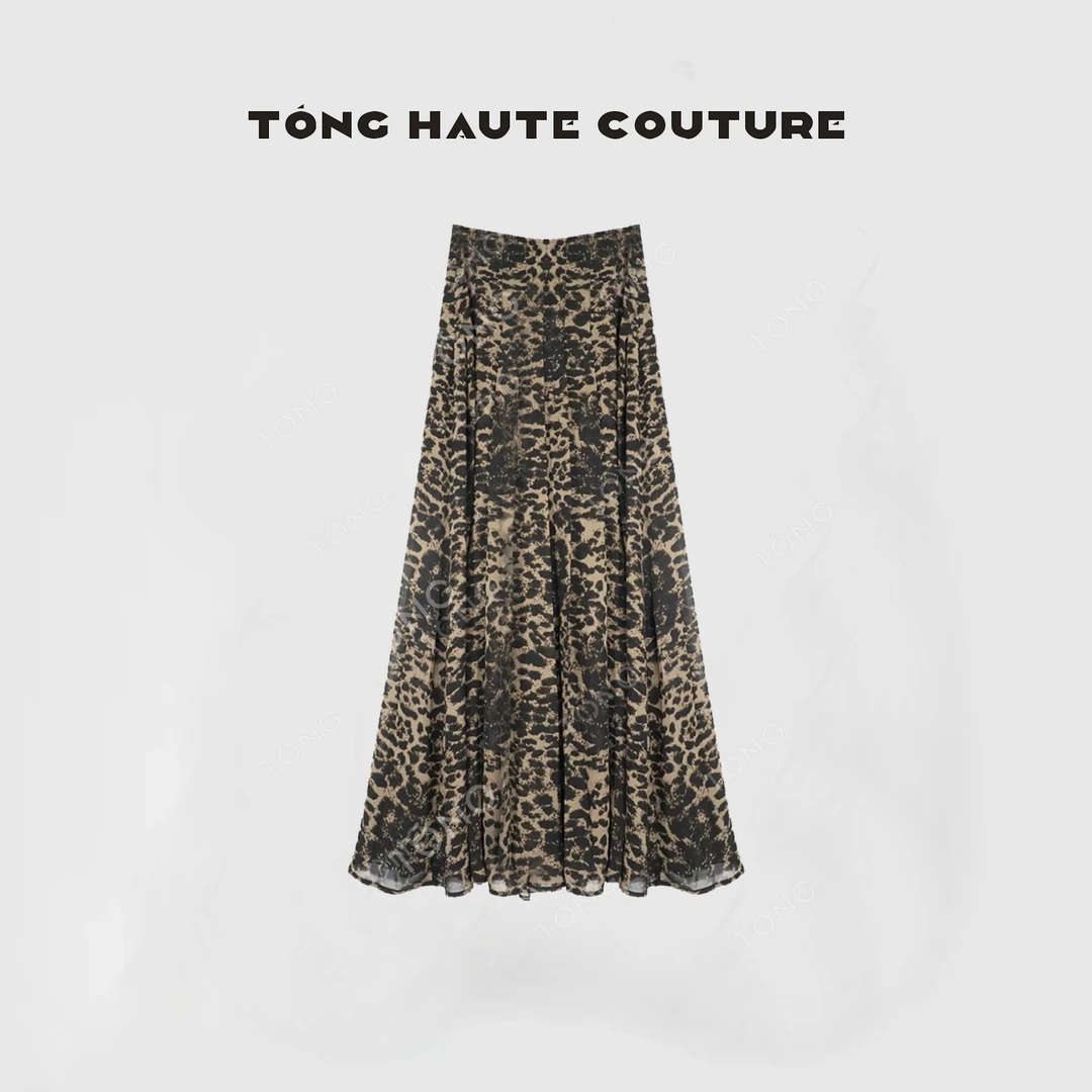 【墨羽】春季桑蚕丝百搭时尚豹纹半身裙 YQ023