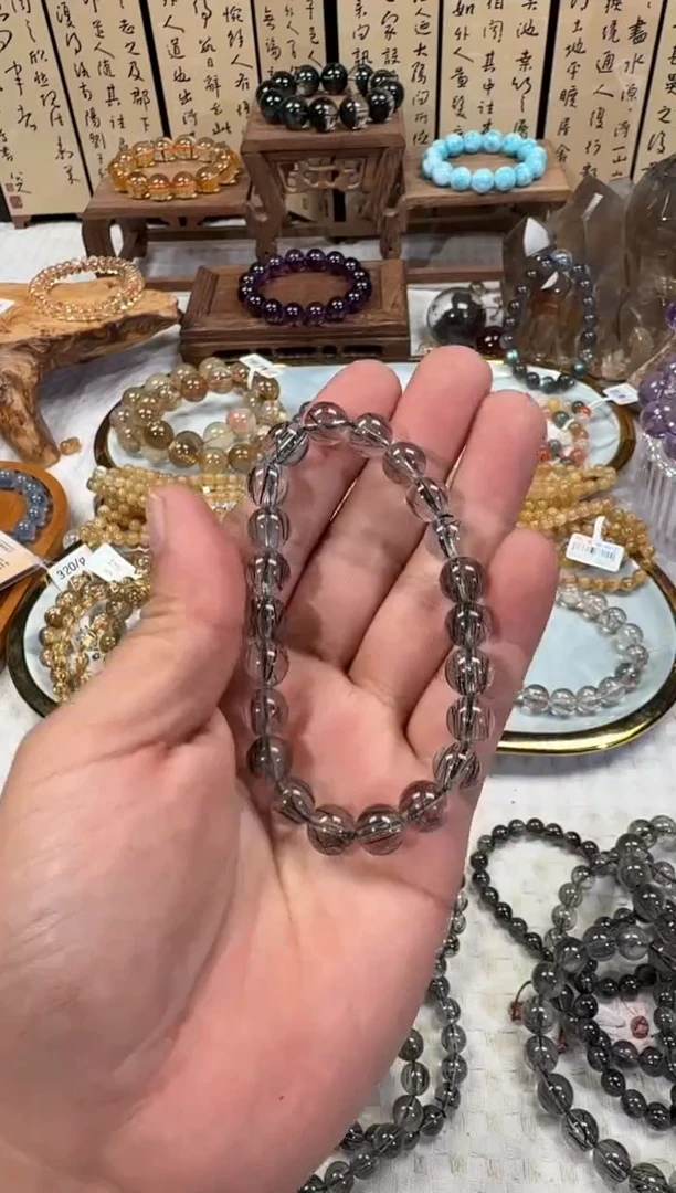 未镶嵌手串水晶SJ-611黑发晶9m+