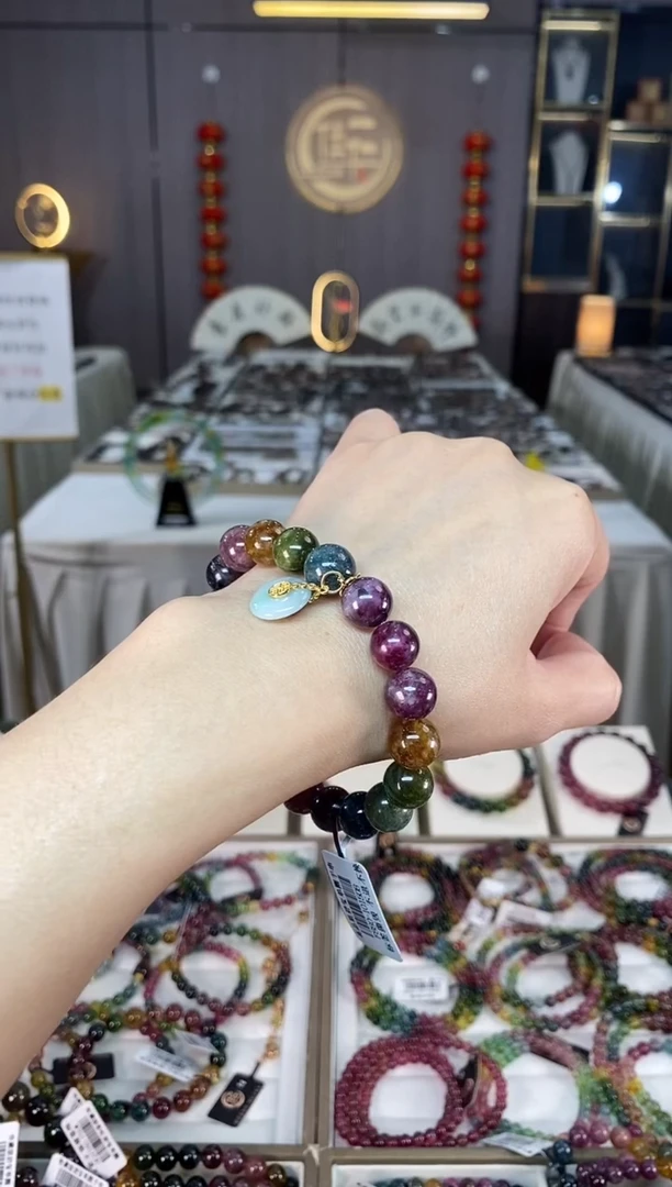 未镶嵌老矿碧玺彩虹单圈手串10mm+碧玺hon多样性发货一条