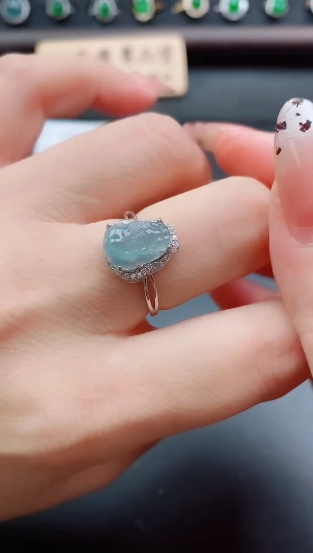 银S925镶嵌戒指翡翠1