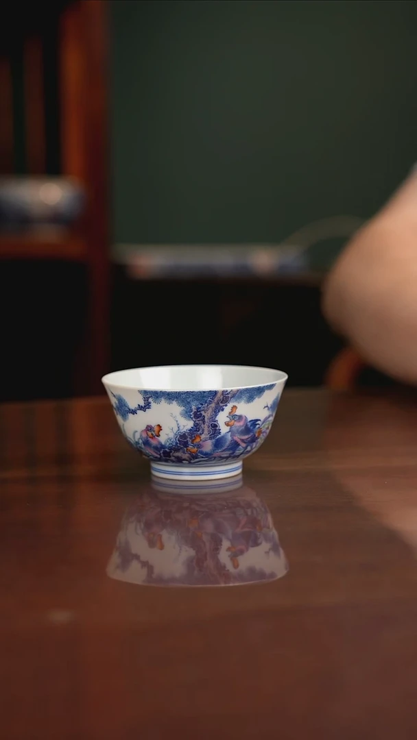 空山明月 青花斗彩