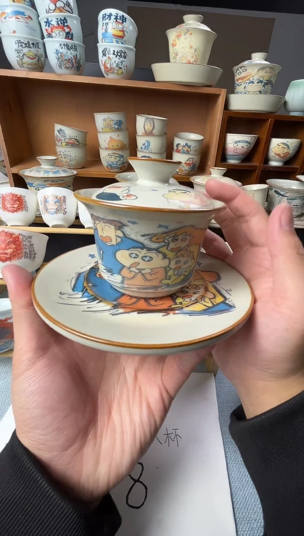 手绘盖碗主人杯定制13