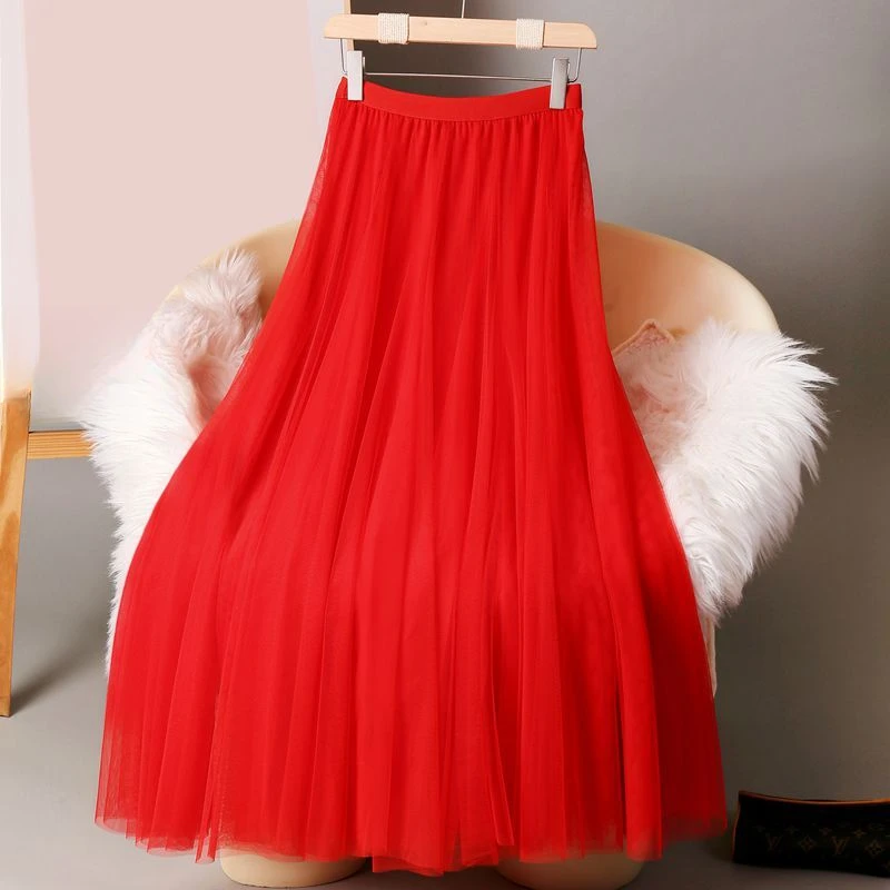 720度大摆裙舞蹈洋气纱裙半身裙网纱裙时尚爆款2025新款秋冬长裙