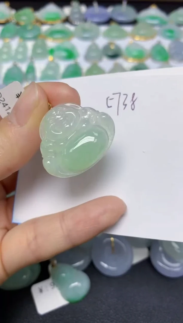 【闪购商品】翡翠挂件18K金镶嵌 天然翡翠A货