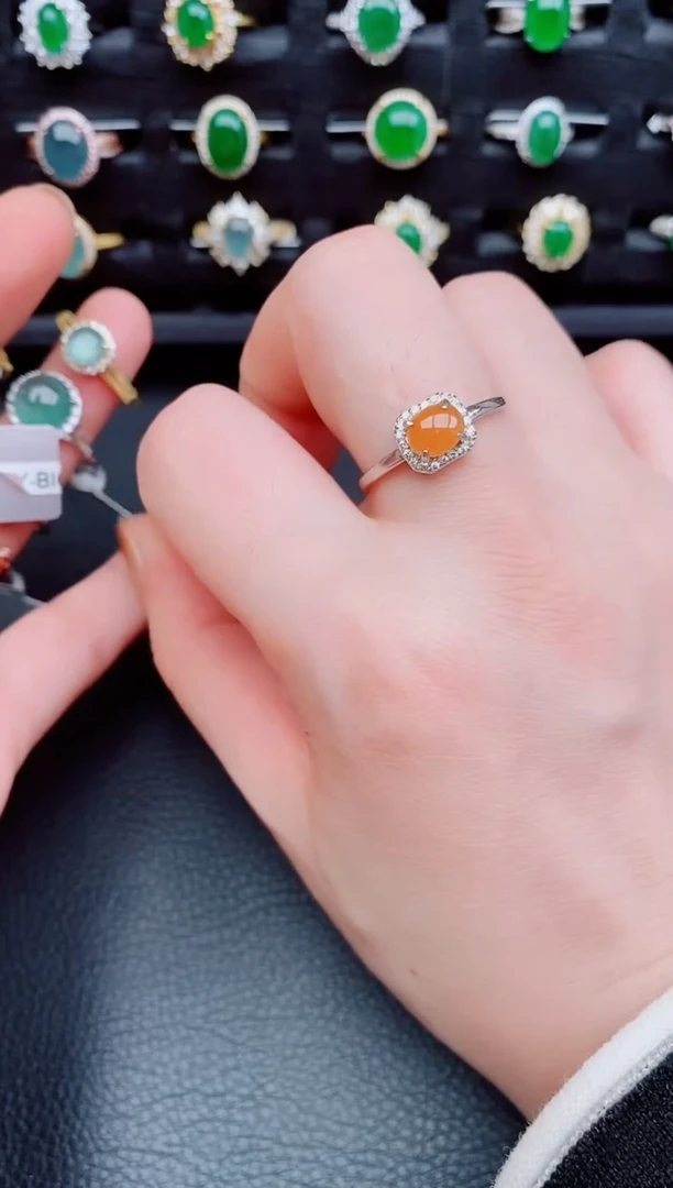 【闪购商品】翡翠戒指银S925镶嵌天然a货翡翠2