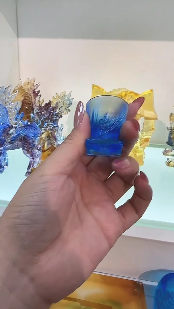 手工艺品琉璃蓝色杯2个