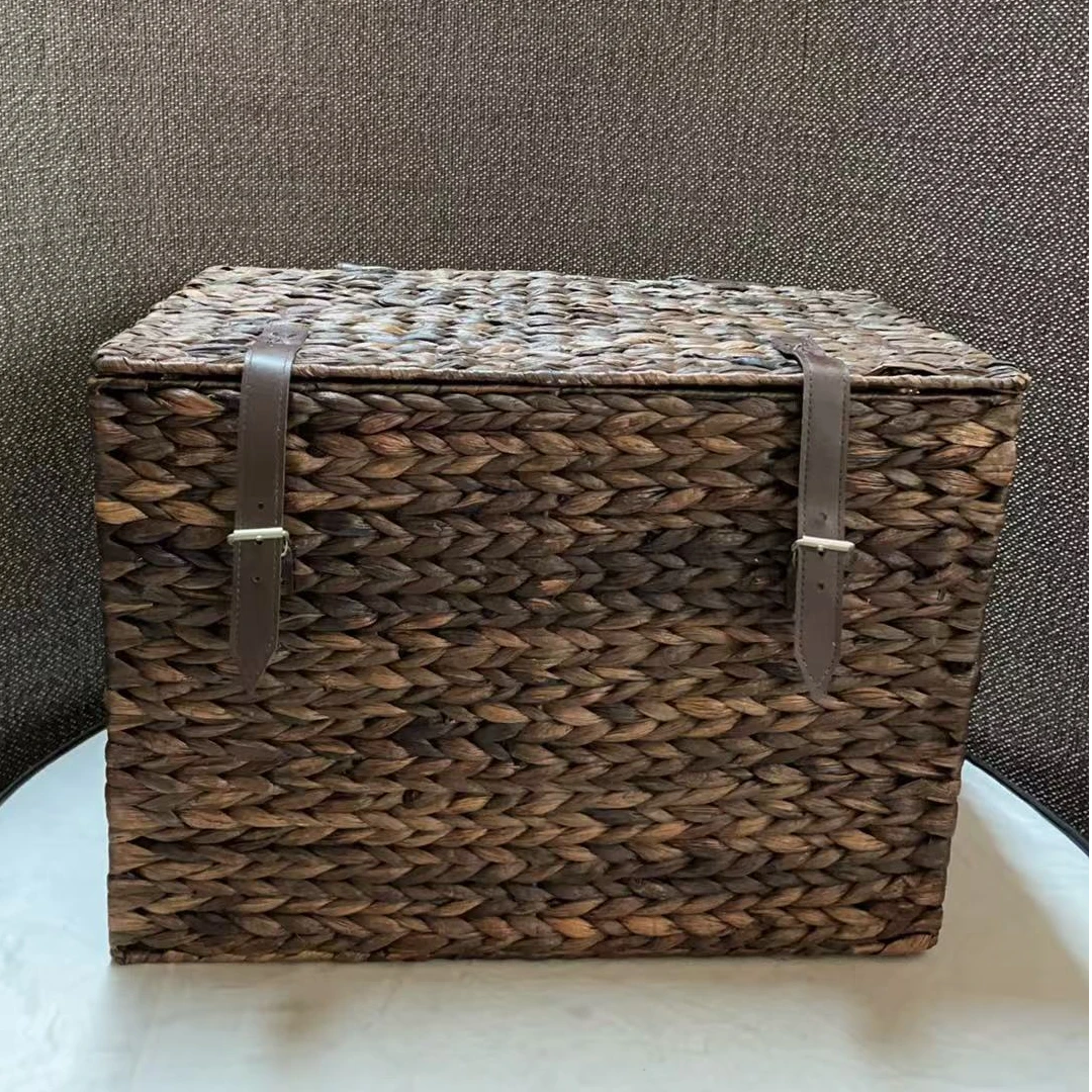 3673瑕疵款长50宽34高35cm水仙藤编织家用收纳筐咖色大容量储物篮