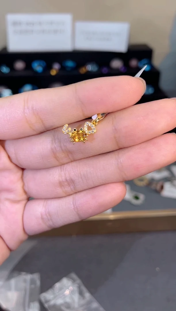 吊坠(不含链)银S925镶嵌黄晶天然宝石