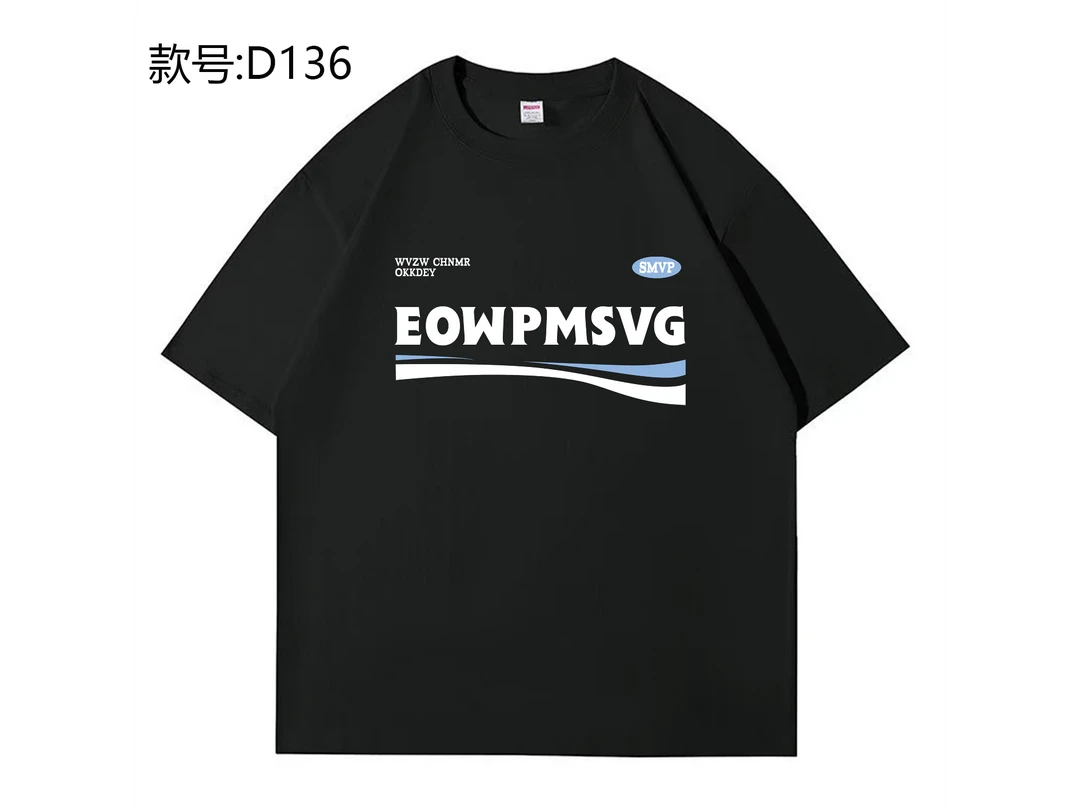 D136纯棉短袖休闲t恤百搭情侣夏季半袖宽松潮流印花休闲t恤百美式