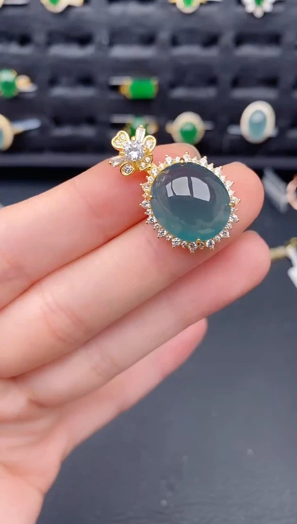 颈饰银S925镶嵌翡翠天然a货翡翠262