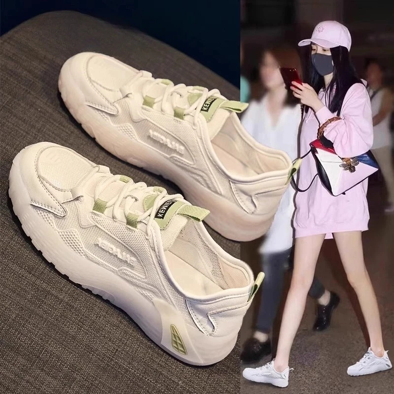 梦孜百丽运动鞋女2025夏季新款老爹鞋网面透气休闲小白鞋爆款单鞋