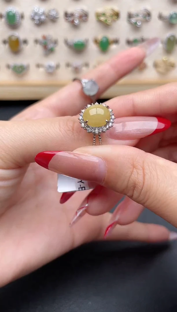 【闪购商品】翡翠戒指银S925镶嵌一物一证一礼盒