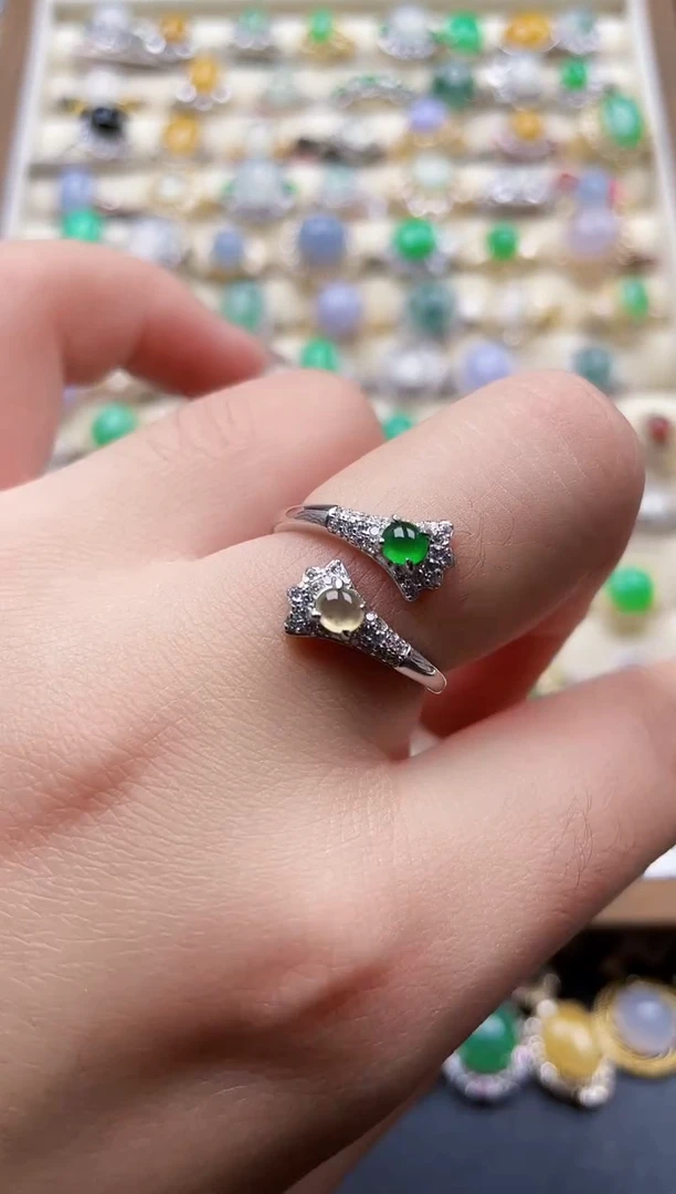 银S925镶嵌戒指翡翠18