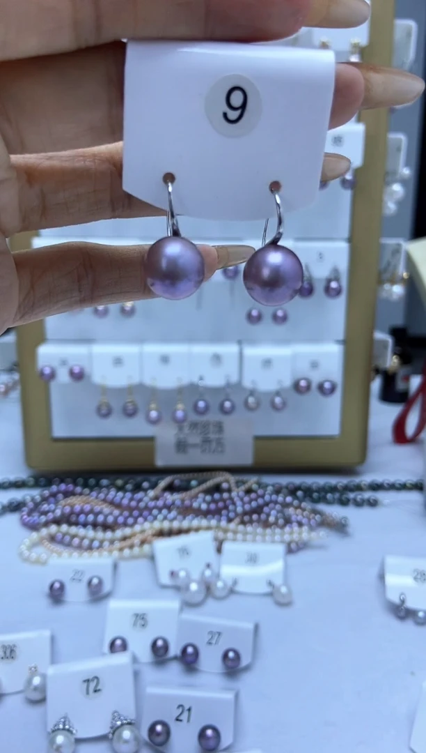 银S925镶嵌耳饰淡水珍珠9