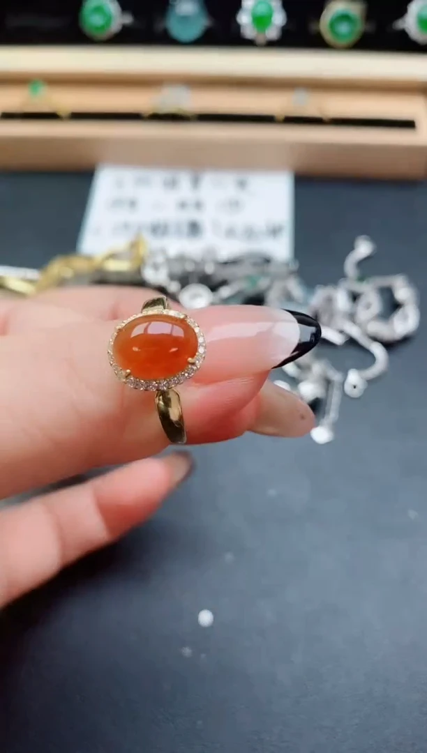 翡翠戒指银S925镶嵌087500