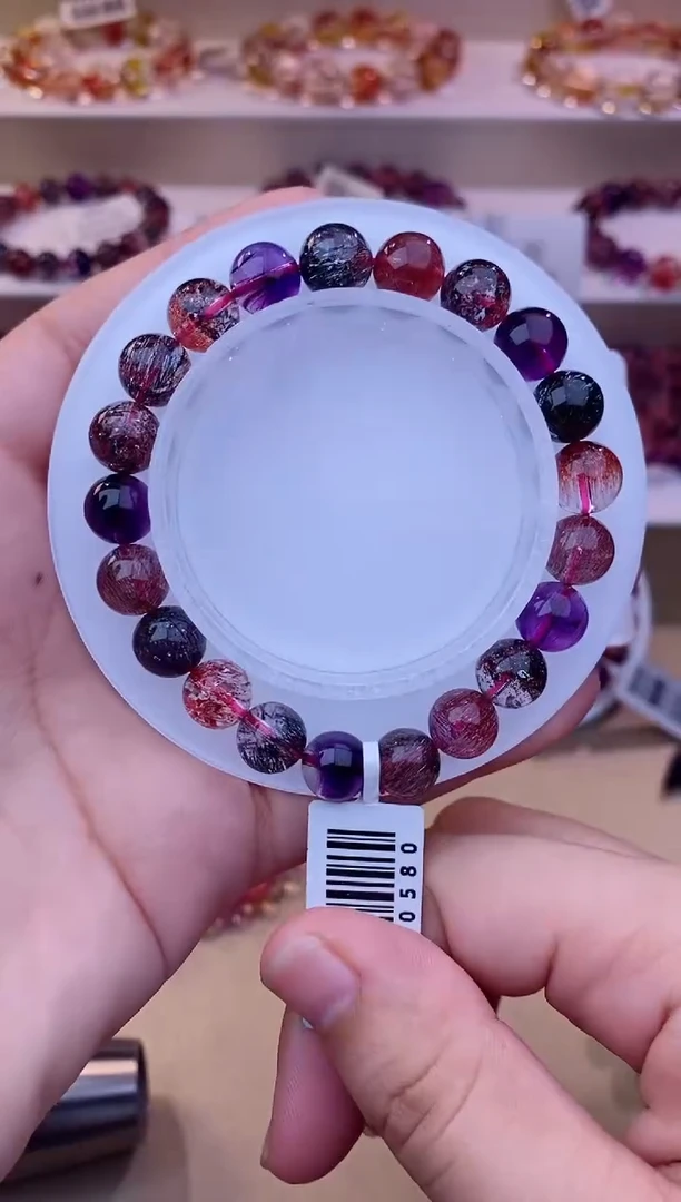 未镶嵌手串水晶黑加仑超七单圈9m+