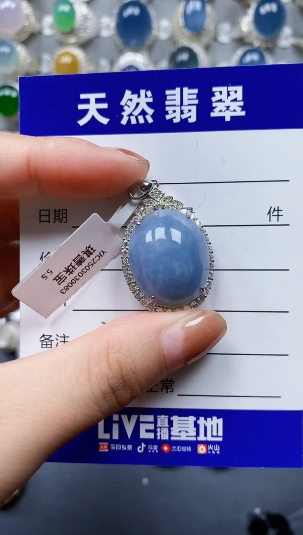 翡翠银S925镶嵌颈饰0380