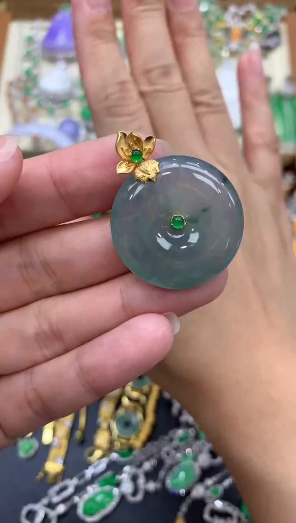 翡翠18K金镶嵌颈饰326-中国好珍宝